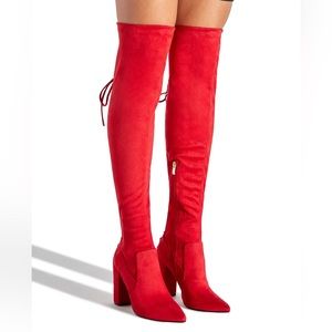 ShoeDazzle Evanna Red Riding Hood Over The Knee Boot Size 9